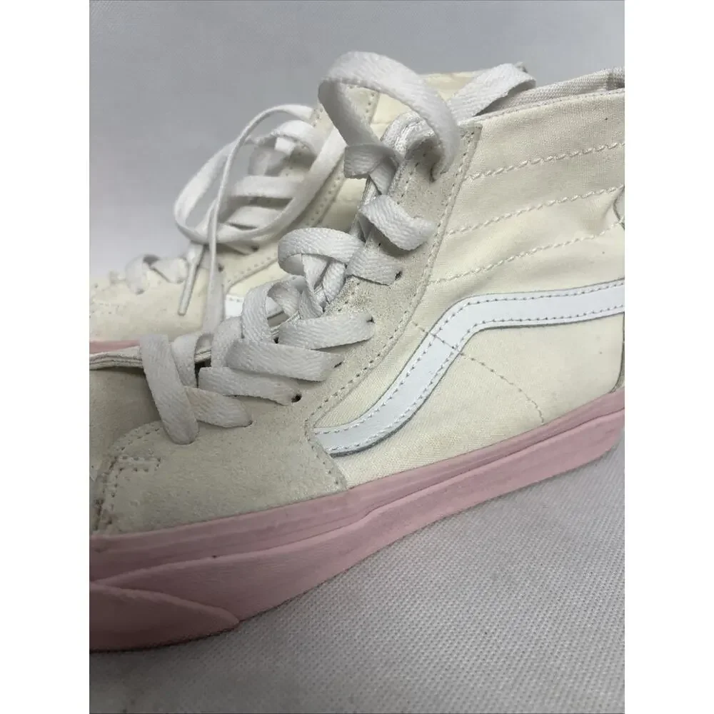 Vans Sk8-Hi Skate Cream/Pink Tapered Suede Sneaker Women 8.5 - Picture 3 of 10